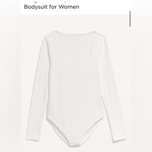 Long-Sleeve Square-Neck Rib-Knit Bodysuit for Women
